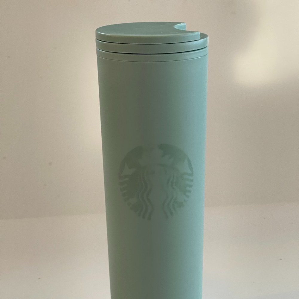 Starbucks Recycled Eco-friendly Matte Mint Green 16oz Hot Tumbler Used